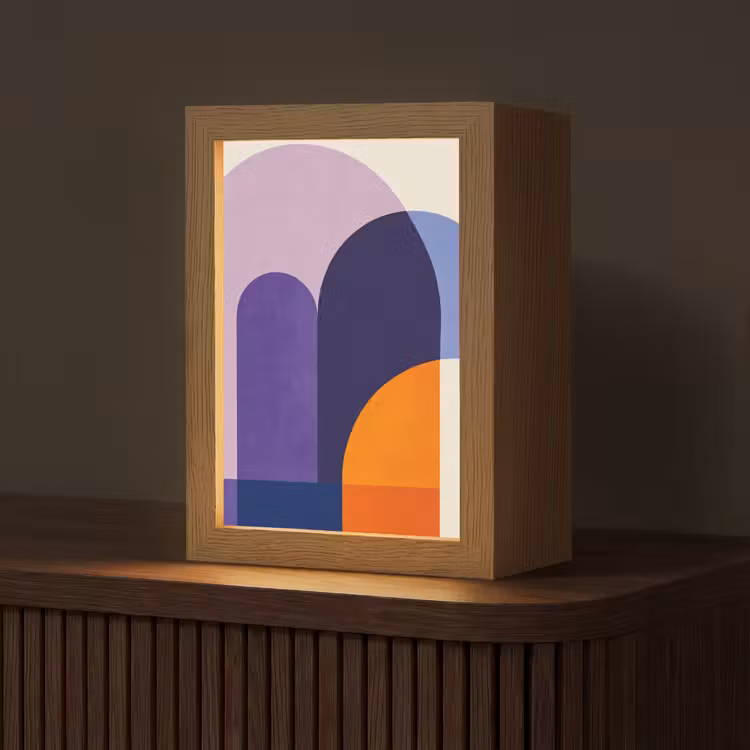 Vormen - Abstract - Grafisch - Oranje Light Box met kabel (Tafellamp) klein -z3d_website