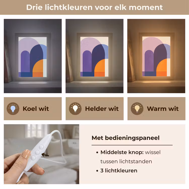 Vormen - Abstract - Grafisch - Oranje Light Box met kabel (Tafellamp) klein -USP_lichtkleurNL