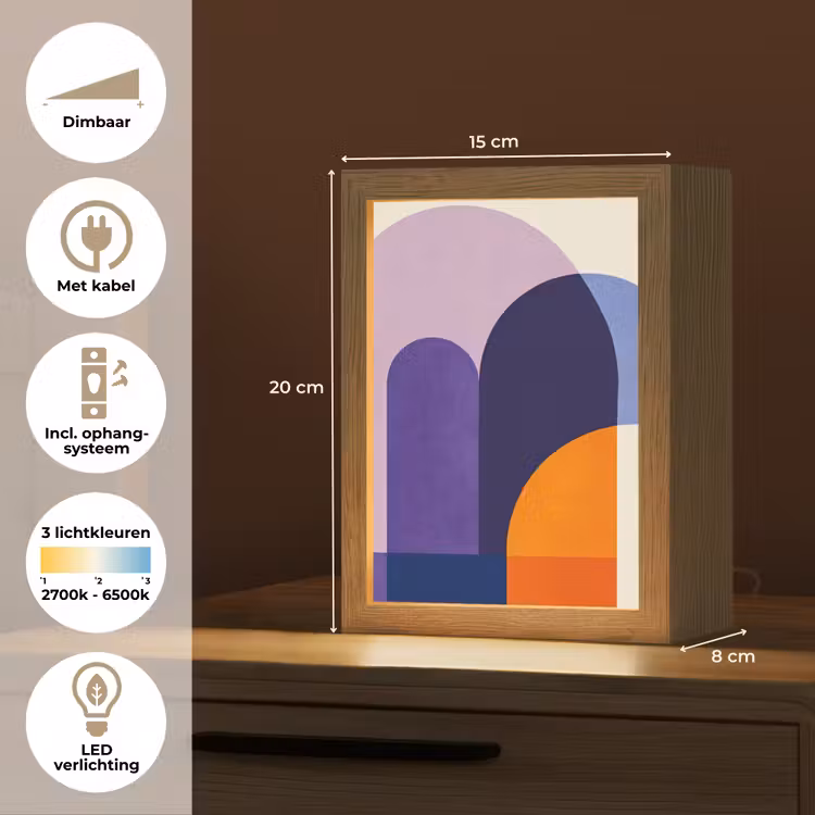 Vormen - Abstract - Grafisch - Oranje Light Box met kabel (Tafellamp) klein -USP_NL
