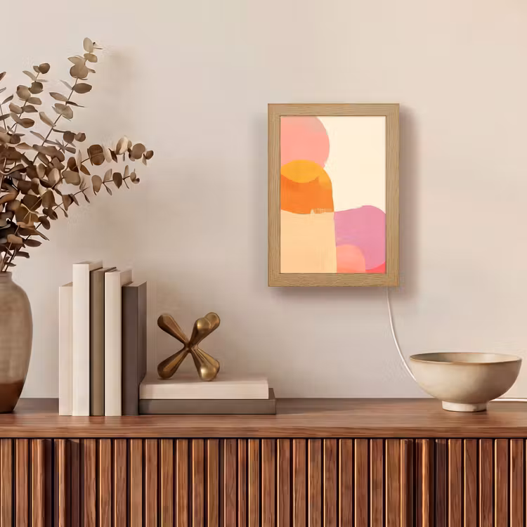 Vormen - Abstract - Kleurrijk Light Box met kabel (Tafellamp) klein -sfeer2