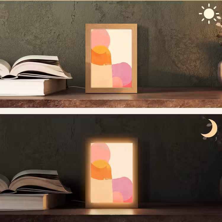 Vormen - Abstract - Kleurrijk Light Box met kabel (Tafellamp) klein -sfeer3
