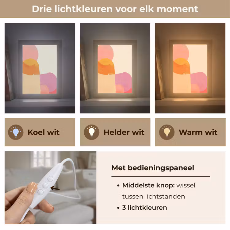 Vormen - Abstract - Kleurrijk Light Box met kabel (Tafellamp) klein -USP_lichtkleurNL
