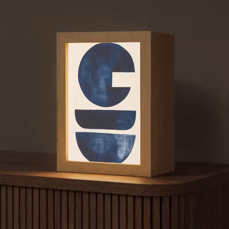 Vormen - Blauw - Abstract Light Box met kabel (Tafellamp) klein -z3d_website