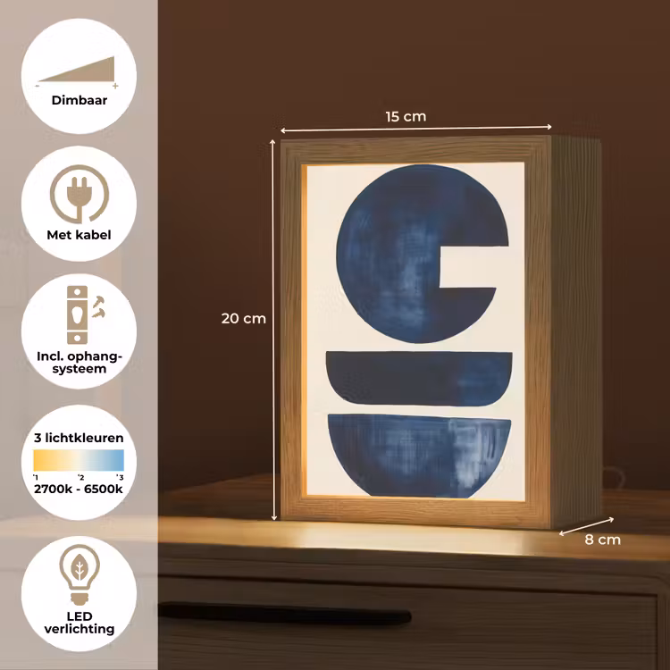 Vormen - Blauw - Abstract Light Box met kabel (Tafellamp) klein -USP_NL