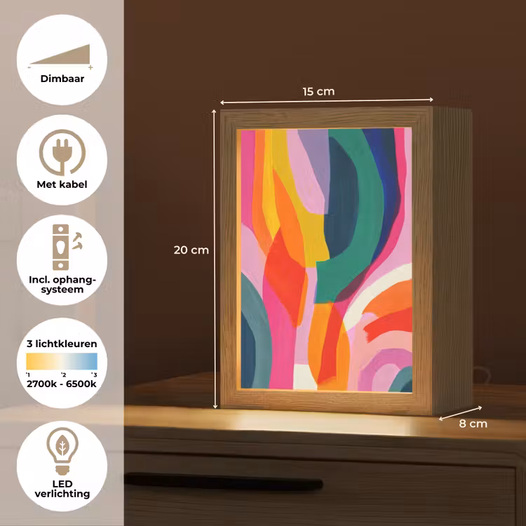 Vormen - Golvend - Abstract - Felroze Light Box met kabel (Tafellamp) klein -USP_NL