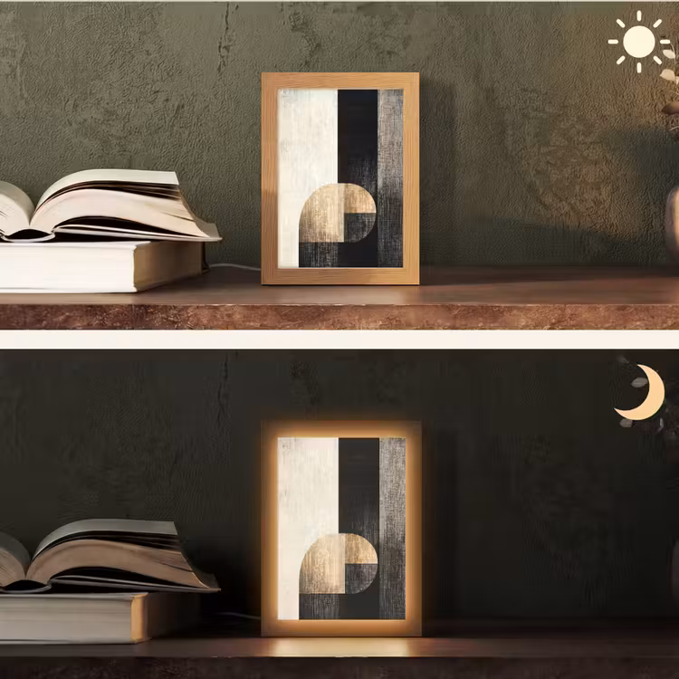 Vormen - Modern - Zwart Light Box met kabel (Tafellamp) klein -sfeer3
