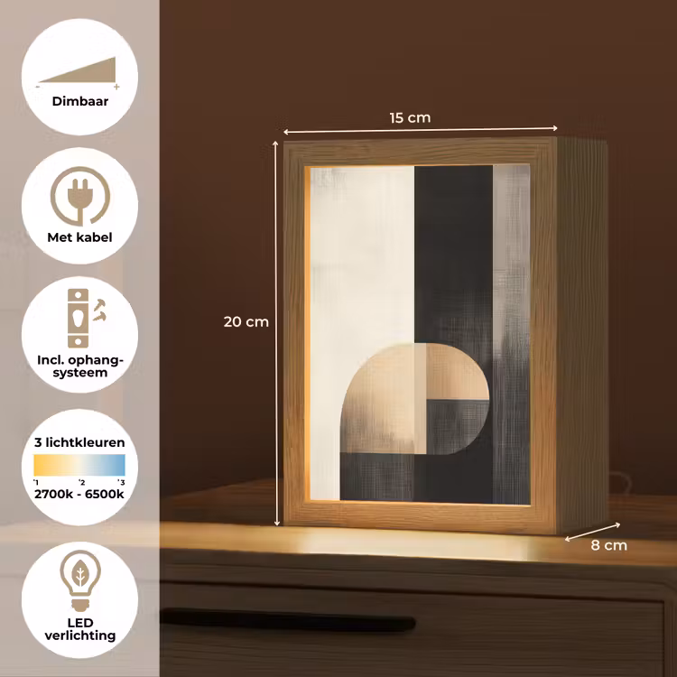 Vormen - Modern - Zwart Light Box met kabel (Tafellamp) klein -USP_NL