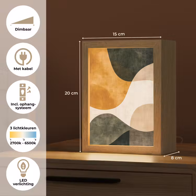 Vormen - Okergeel - Abstract Light Box met kabel (Tafellamp) klein -USP_NL