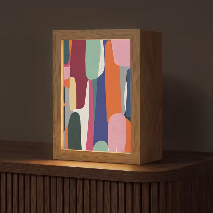 Vormen - Ritmisch - Kleuren - Abstract Light Box met kabel (Tafellamp) klein -z3d_website