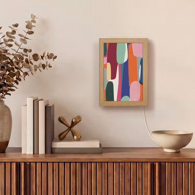 Vormen - Ritmisch - Kleuren - Abstract Light Box met kabel (Tafellamp) klein -sfeer2