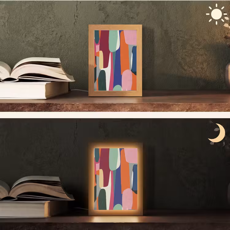 Vormen - Ritmisch - Kleuren - Abstract Light Box met kabel (Tafellamp) klein -sfeer3