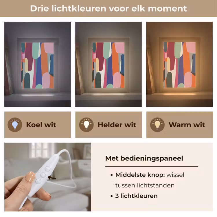 Vormen - Ritmisch - Kleuren - Abstract Light Box met kabel (Tafellamp) klein -USP_lichtkleurNL