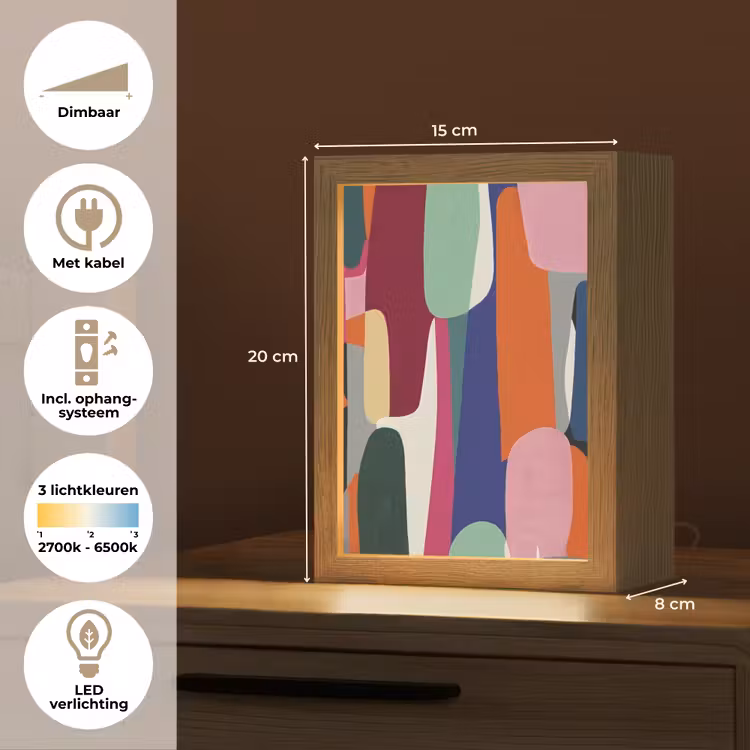 Vormen - Ritmisch - Kleuren - Abstract Light Box met kabel (Tafellamp) klein -USP_NL