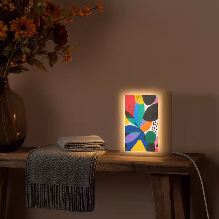 Vormen - Stippen - Kleurrijk Light Box met kabel (Tafellamp) klein -sfeer4