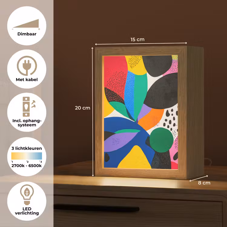 Vormen - Stippen - Kleurrijk Light Box met kabel (Tafellamp) klein -USP_NL