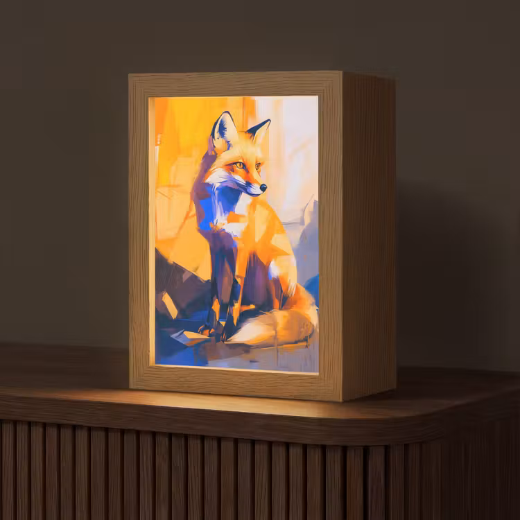 Vos - Oranje - Vormen - Abstract Light Box met kabel (Tafellamp) klein -z3d_website