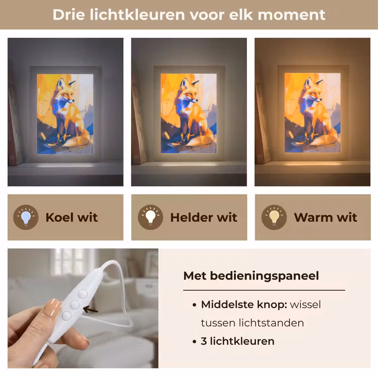 Vos - Oranje - Vormen - Abstract Light Box met kabel (Tafellamp) klein -USP_lichtkleurNL