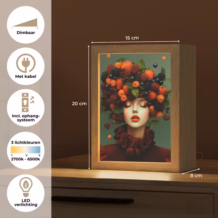 Vrouw - Aardbeien - Frambozen - Bramen - Bessen Light Box met kabel (Tafellamp) klein -USP_NL