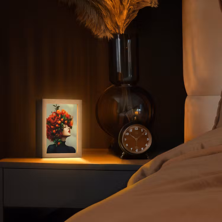 Vrouw - Appels - Rood - Bladeren Light Box met kabel (Tafellamp) klein -sfeer1
