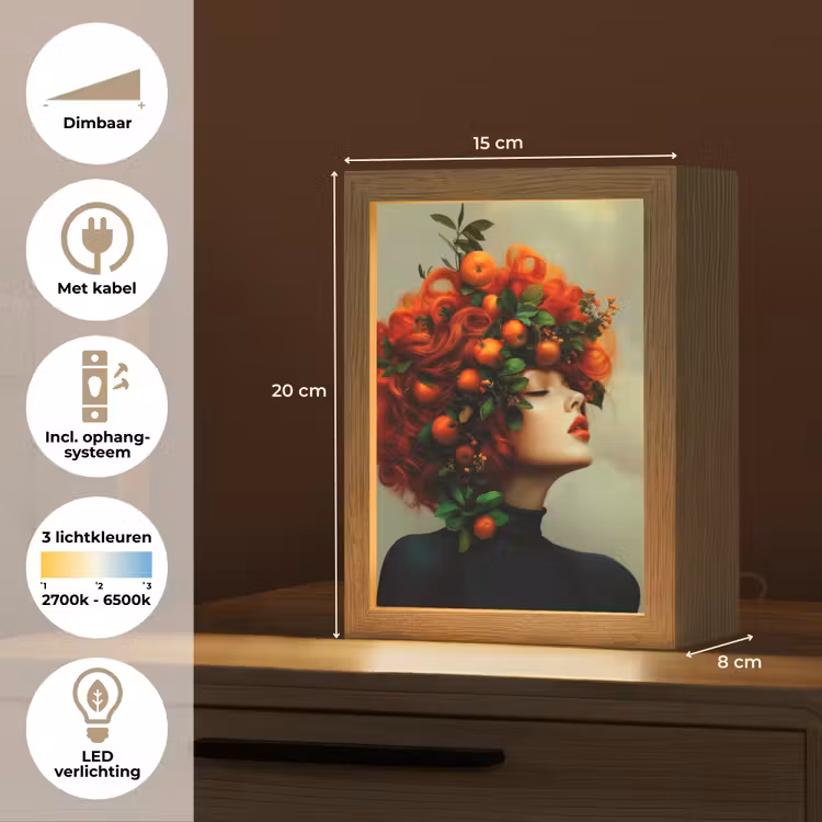 Vrouw - Appels - Rood - Bladeren Light Box met kabel (Tafellamp) klein -USP_NL