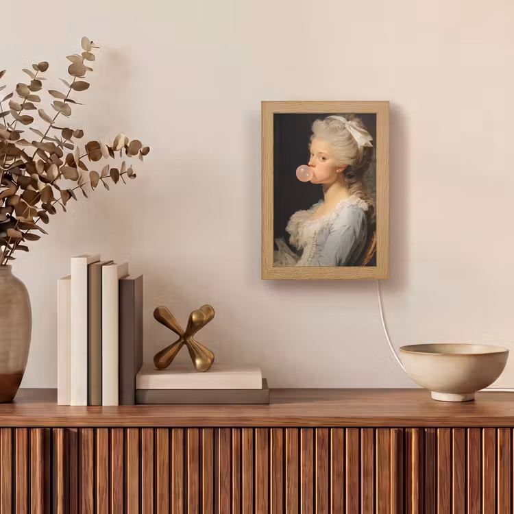 Vrouw - Barokjurk - Kauwgom Light Box met kabel (Tafellamp) klein -sfeer2