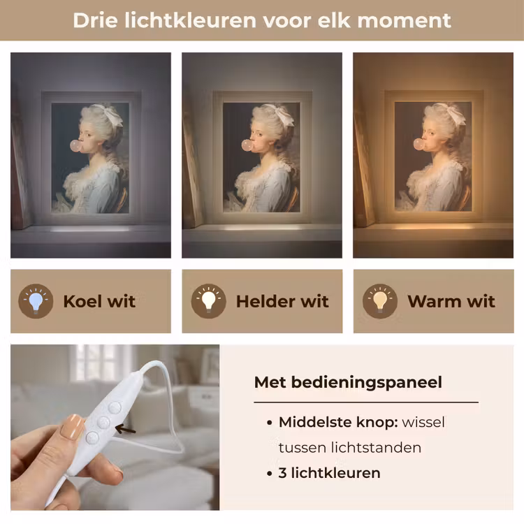 Vrouw - Barokjurk - Kauwgom Light Box met kabel (Tafellamp) klein -USP_lichtkleurNL