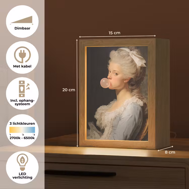 Vrouw - Barokjurk - Kauwgom Light Box met kabel (Tafellamp) klein -USP_NL