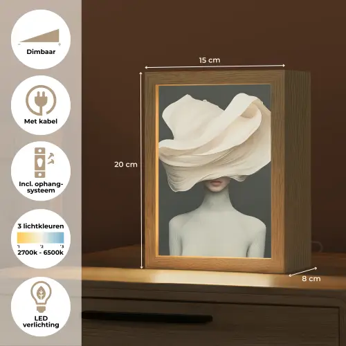 Vrouw - Beige - hoed Light Box met kabel (Tafellamp) klein -USP_NL