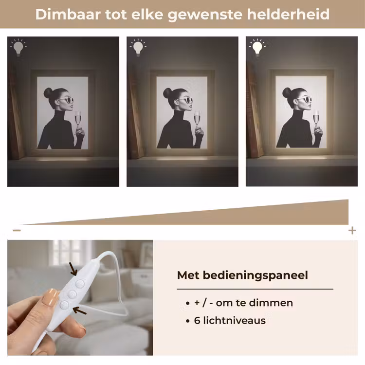 Vrouw - Champagne - Modern Light Box met kabel (Tafellamp) klein -USP_dimbaarNL