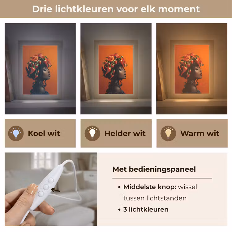 Vrouw - Chilipepers - Pepers - Bloemen Light Box met kabel (Tafellamp) klein -USP_lichtkleurNL