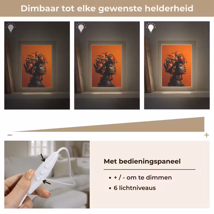 Vrouw - Chilipepers - Pepers - Bloemen Light Box met kabel (Tafellamp) klein -USP_dimbaarNL