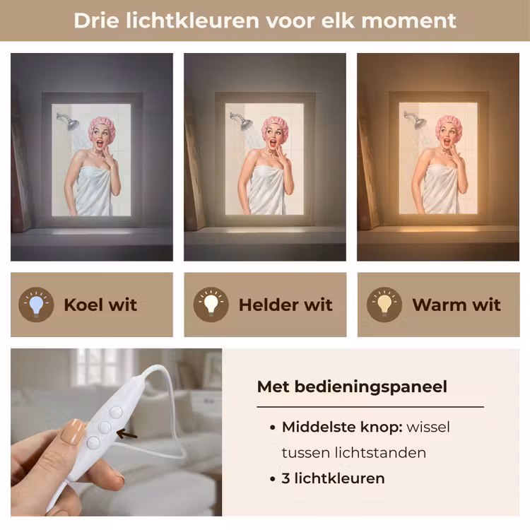 Vrouw - Douche - Roze Light Box met kabel (Tafellamp) klein -USP_lichtkleurNL