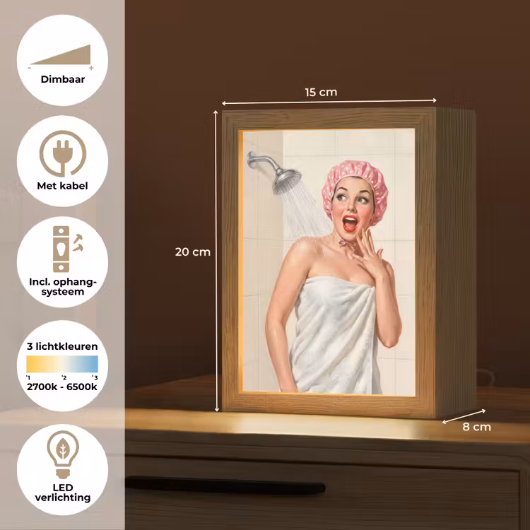 Vrouw - Douche - Roze Light Box met kabel (Tafellamp) klein -USP_NL