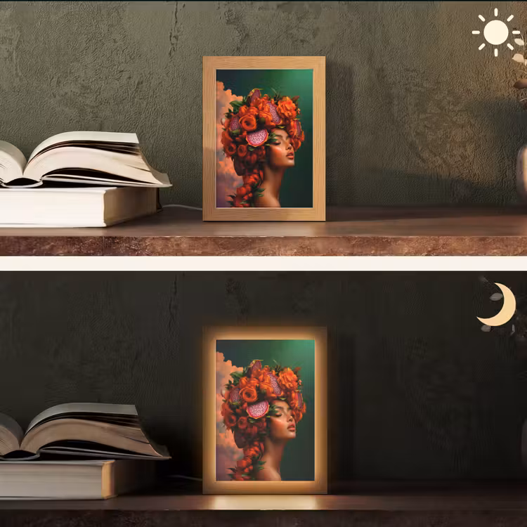 Vrouw - Drankenfruit - Rozen Light Box met kabel (Tafellamp) klein -sfeer3