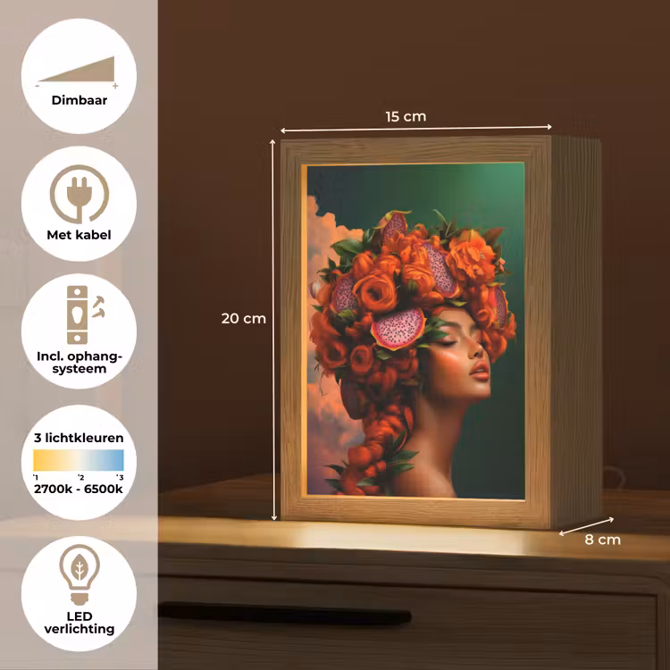 Vrouw - Drankenfruit - Rozen Light Box met kabel (Tafellamp) klein -USP_NL