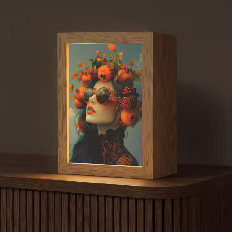 Vrouw - Granaatappel - Herfst - Zonnebril Light Box met kabel (Tafellamp) klein -z3d_website
