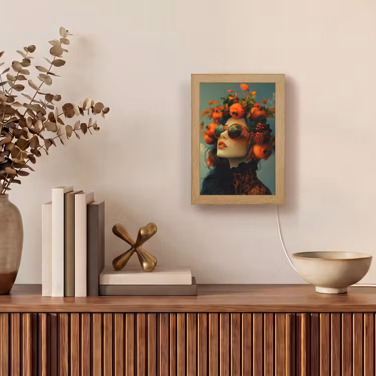 Vrouw - Granaatappel - Herfst - Zonnebril Light Box met kabel (Tafellamp) klein -sfeer2