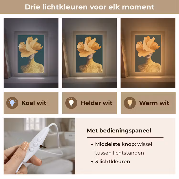 Vrouw - Hoed - Geel Light Box met kabel (Tafellamp) klein -USP_lichtkleurNL