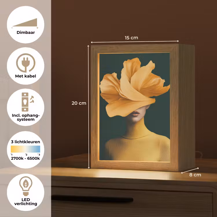 Vrouw - Hoed - Geel Light Box met kabel (Tafellamp) klein -USP_NL