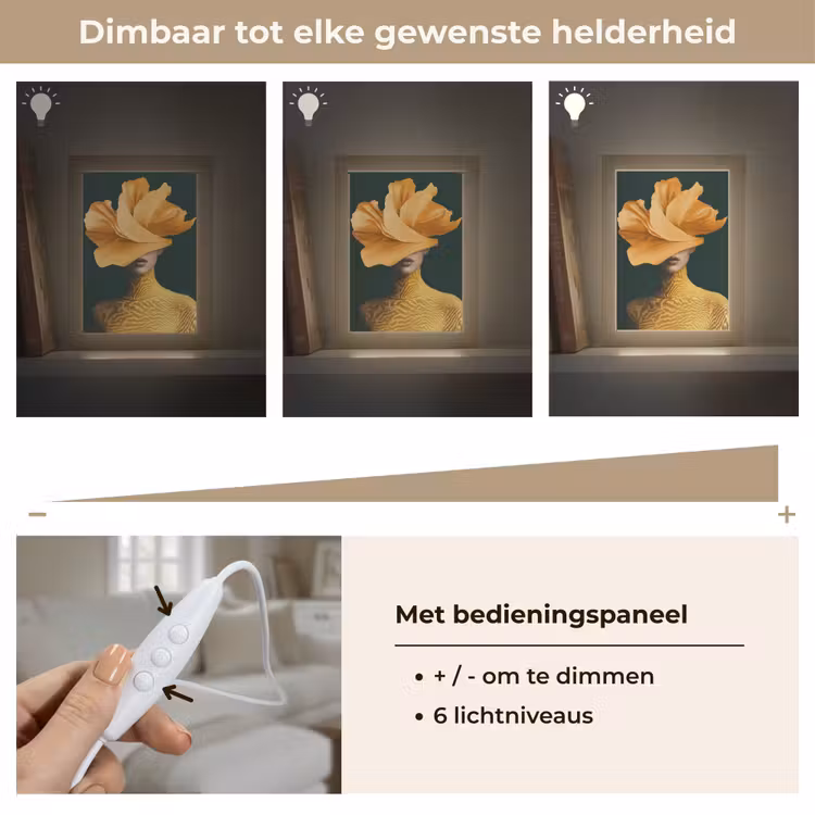 Vrouw - Hoed - Geel Light Box met kabel (Tafellamp) klein -USP_dimbaarNL