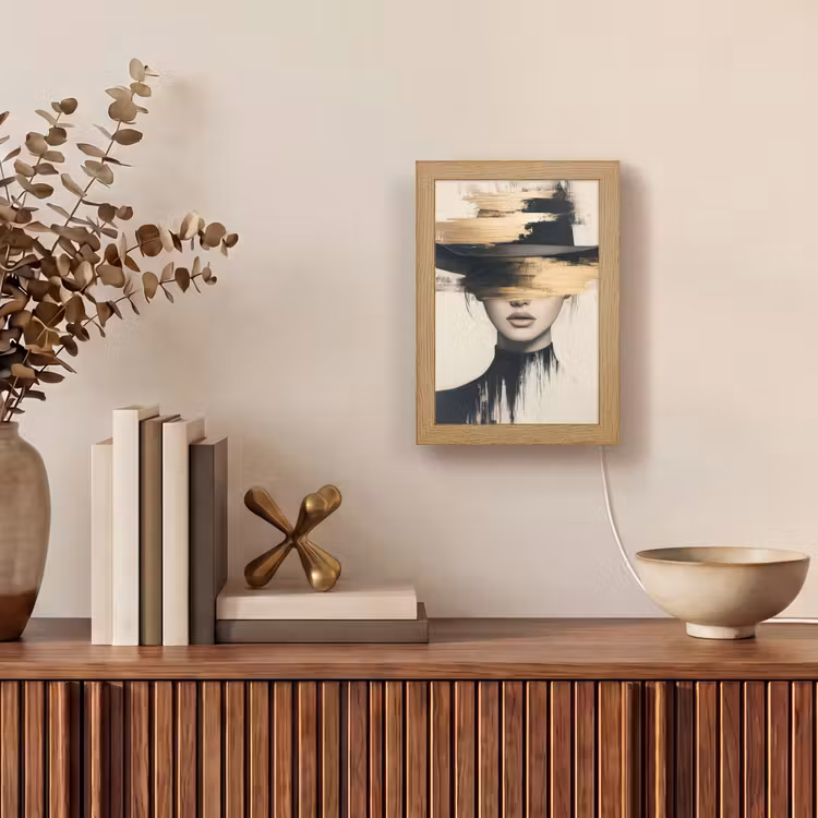 Vrouw - Hoed - Verf Light Box met kabel (Tafellamp) klein -sfeer2