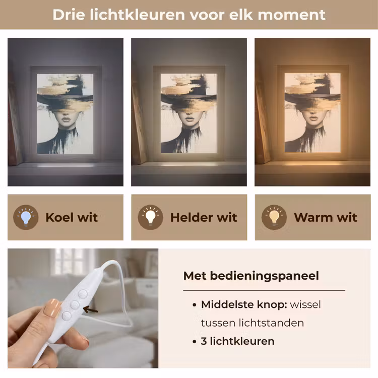 Vrouw - Hoed - Verf Light Box met kabel (Tafellamp) klein -USP_lichtkleurNL