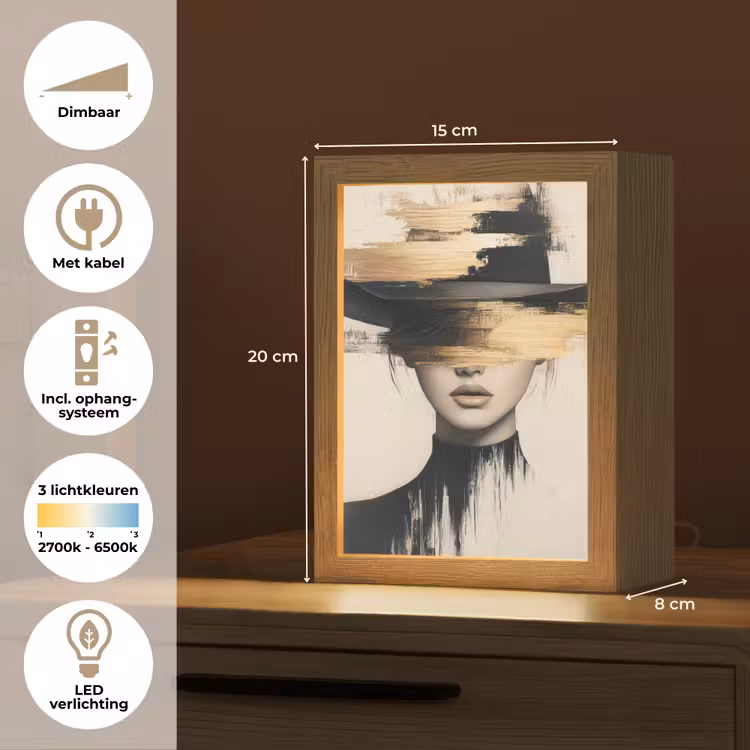 Vrouw - Hoed - Verf Light Box met kabel (Tafellamp) klein -USP_NL