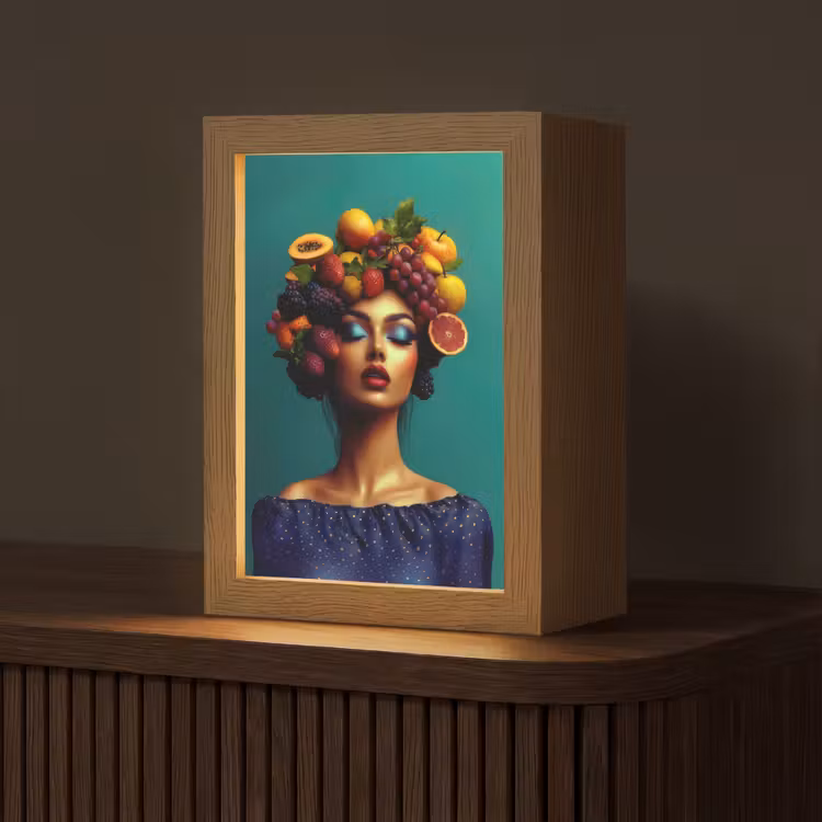 Vrouw - Hoodtooi - Tropisch - Fruit - Druiven Light Box met kabel (Tafellamp) klein -z3d_website