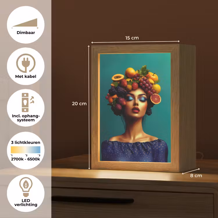 Vrouw - Hoodtooi - Tropisch - Fruit - Druiven Light Box met kabel (Tafellamp) klein -USP_NL
