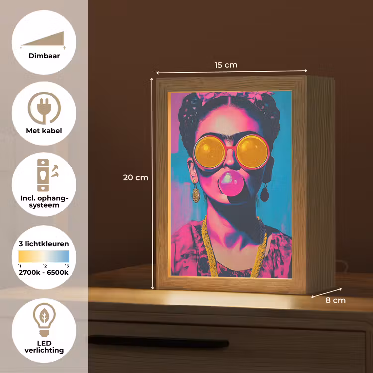 Vrouw - Kauwgom - Zonnebril - Oranje Light Box met kabel (Tafellamp) klein -USP_NL