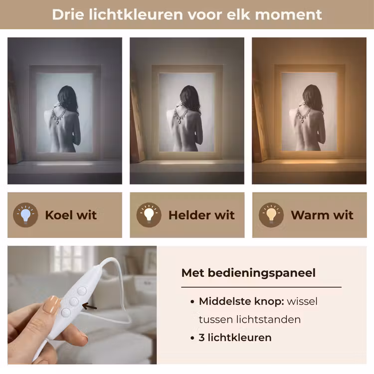 Vrouw - Ketting - Fashion - Zwart - Wit Light Box met kabel (Tafellamp) klein -USP_lichtkleurNL