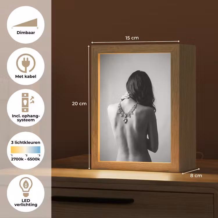 Vrouw - Ketting - Fashion - Zwart - Wit Light Box met kabel (Tafellamp) klein -USP_NL