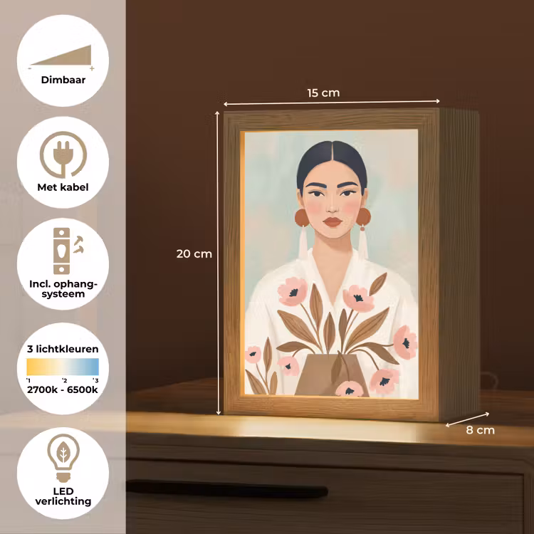 Vrouw - Kimono - Pastel Light Box met kabel (Tafellamp) klein -USP_NL