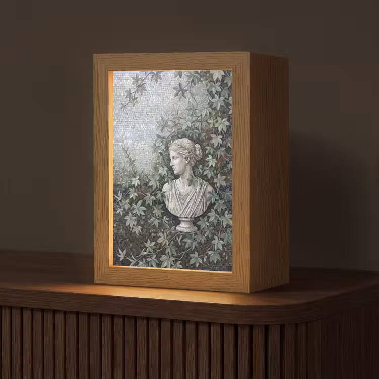 Vrouw - Klassiek - Mozaiëk - Natuur - Groen Light Box met kabel (Tafellamp) klein -z3d_website